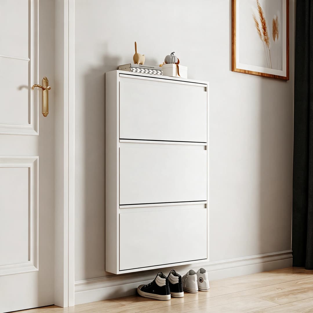 Sapateira de Parede Compact em Aço Branco com 3 Basculantes — foto 2