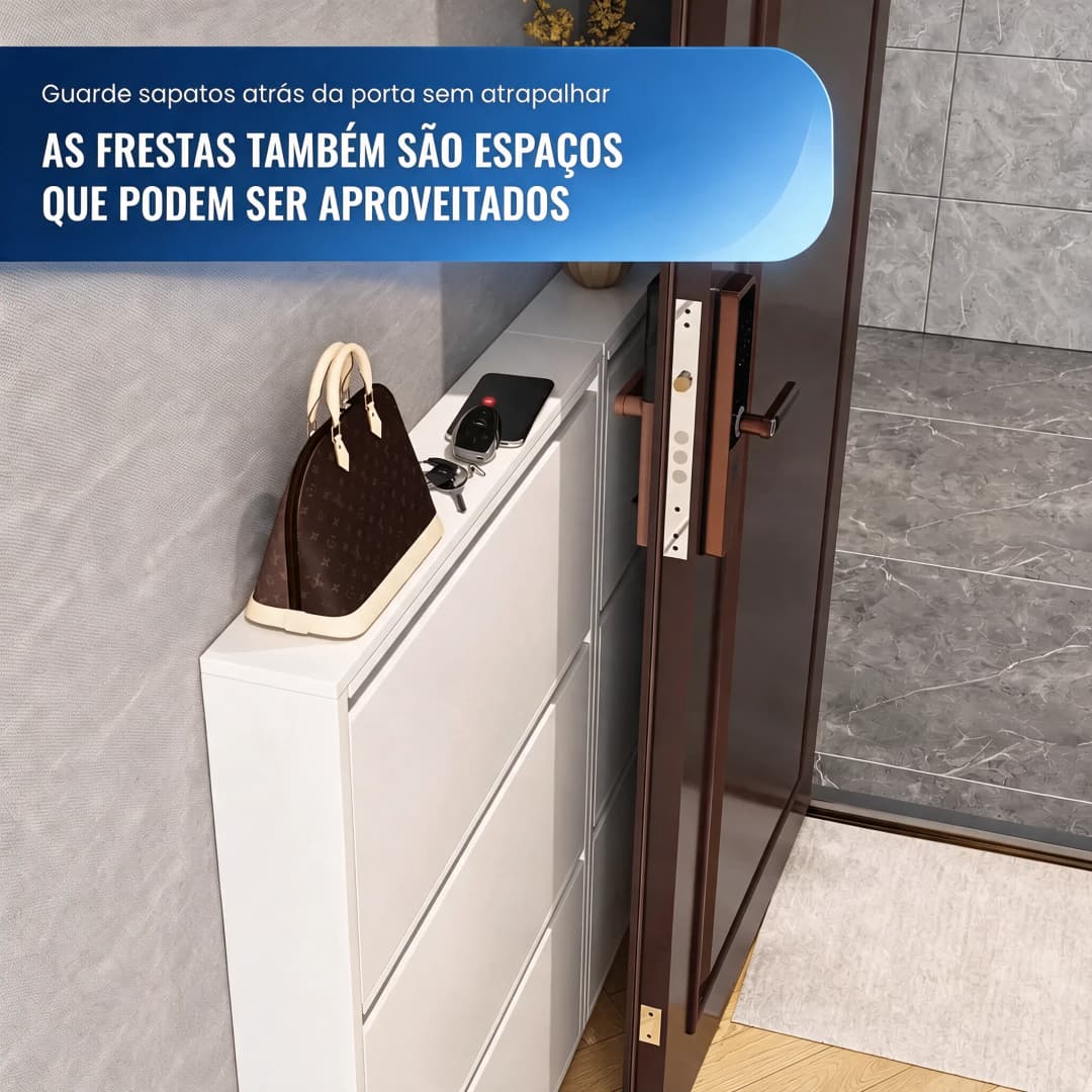 Sapateira de Parede Compact em Aço Branco com 3 Basculantes — foto 3